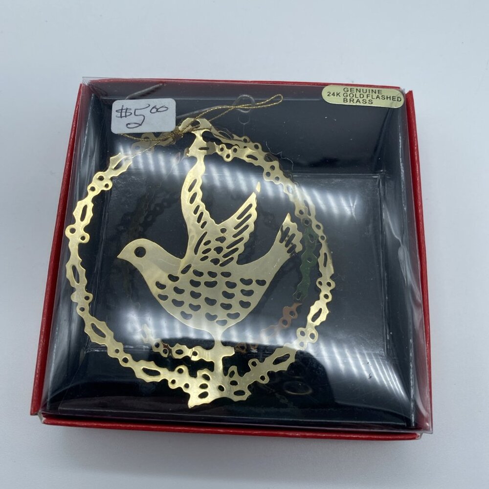 Bird Dove 24K Gold Finish Brass Christmas Ornament - Picture 9 of 10